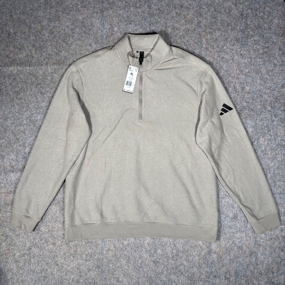 Adidas Ultimate 1/4 Zip Golf Sweatshirt Mens XL Putty Beige JF4929 Pullover NEW